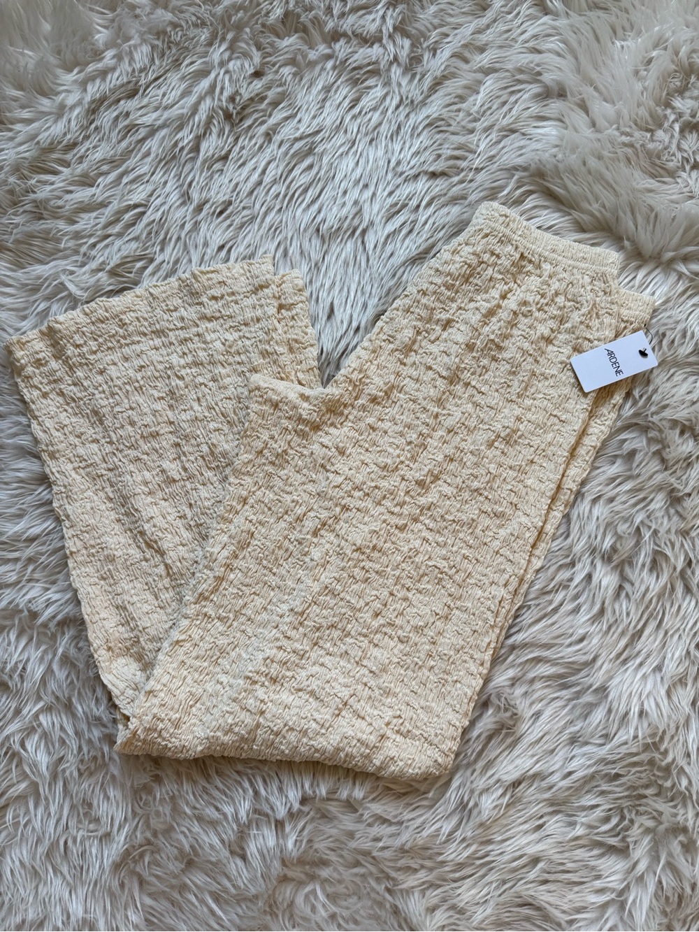 Ardene Cream Textured Wide-Leg Pants